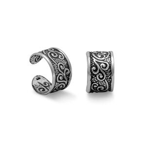 Oxidized Sterling Silver Floral Design Ear Cuffs SET of TWO NWT